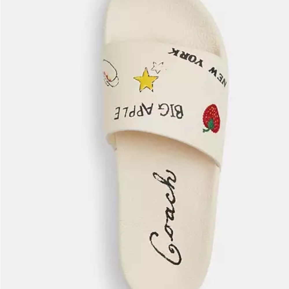 Coach Cream Sandals with Graphic Design - Picture 4 of 14